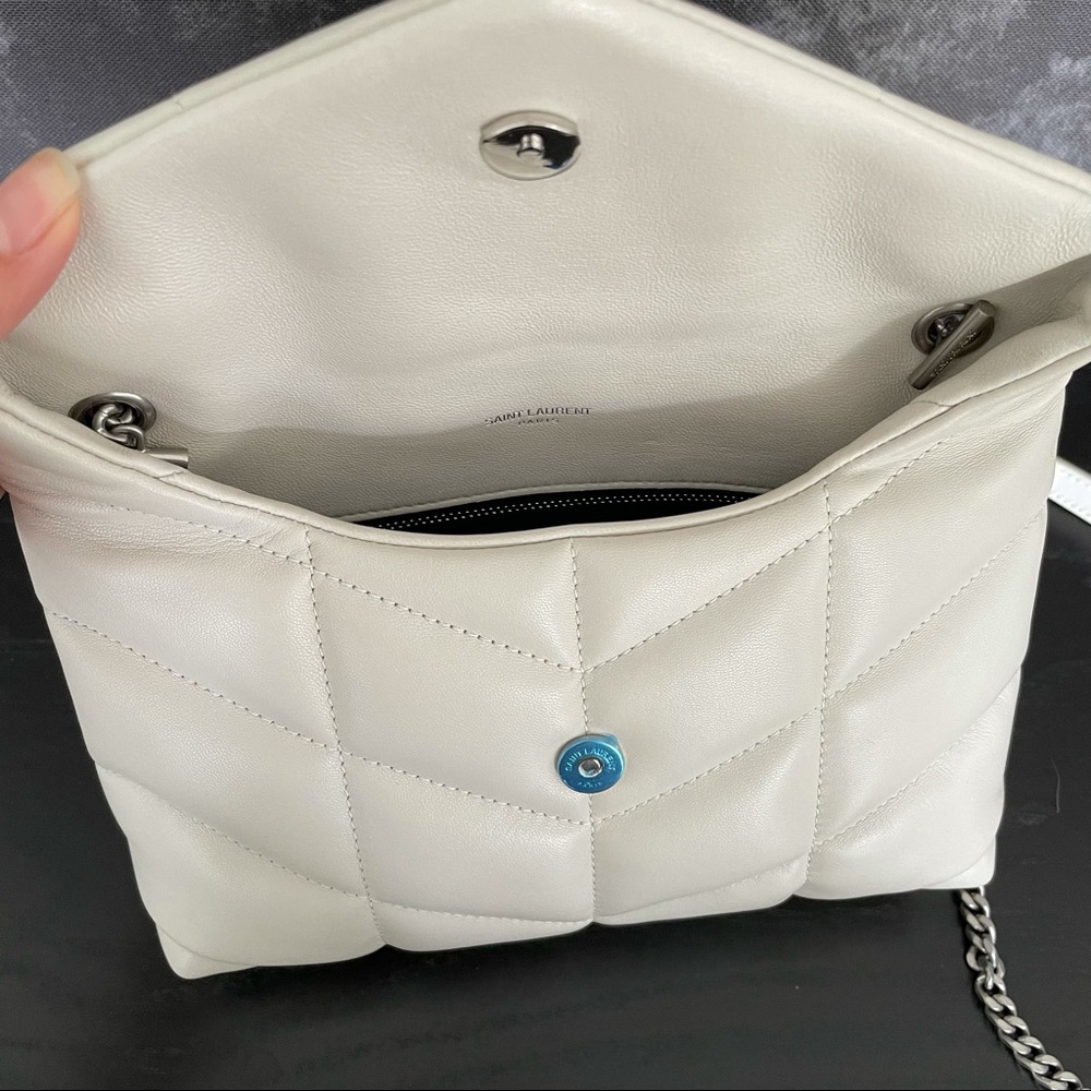 Saint Laurent White Loulou Puffer Mini Leather Bag - Picture 7 of 14